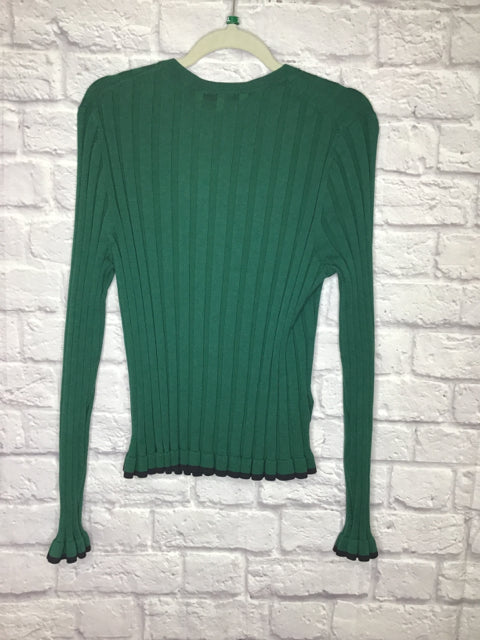Ann Taylor Size XL Green Silk/Cotton Blend Ribbed Women's Cardigan