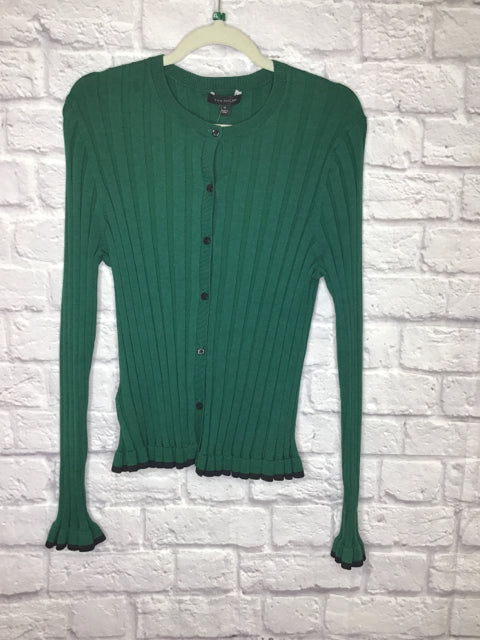 Ann Taylor Size XL Green Silk/Cotton Blend Ribbed Women's Cardigan