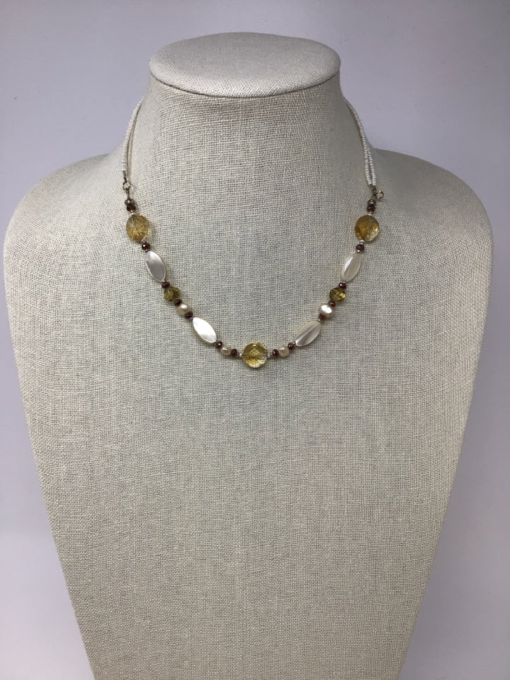 Goldtone White Yellow Necklace