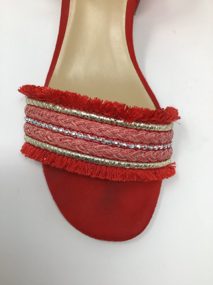 Lexi & Abbie Women's Size 9 Coral Suede Cloth Sandal Heels