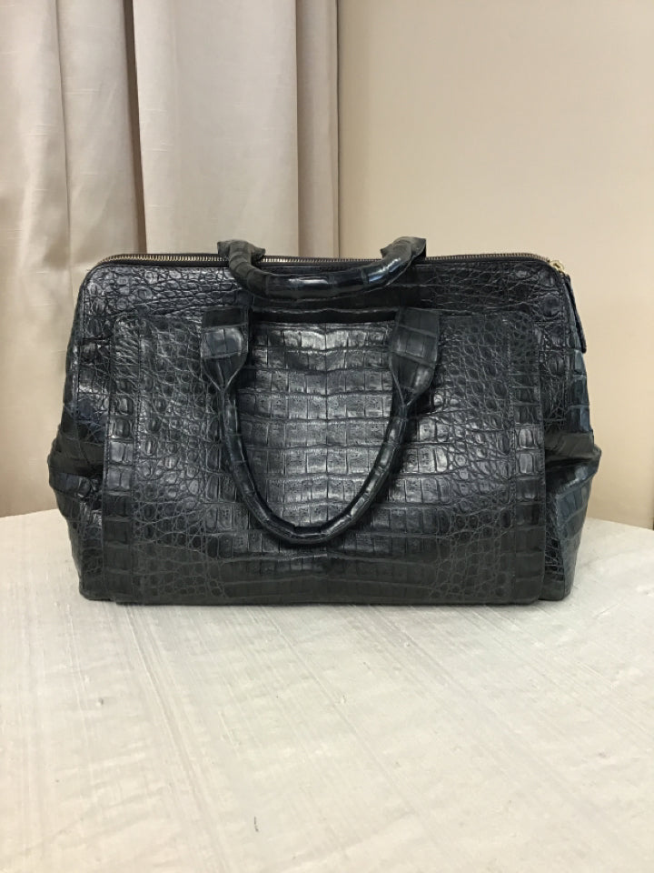 Nancy Gonzalez Gray/Blue Crocodile Animal Skin Handbag – Fashion