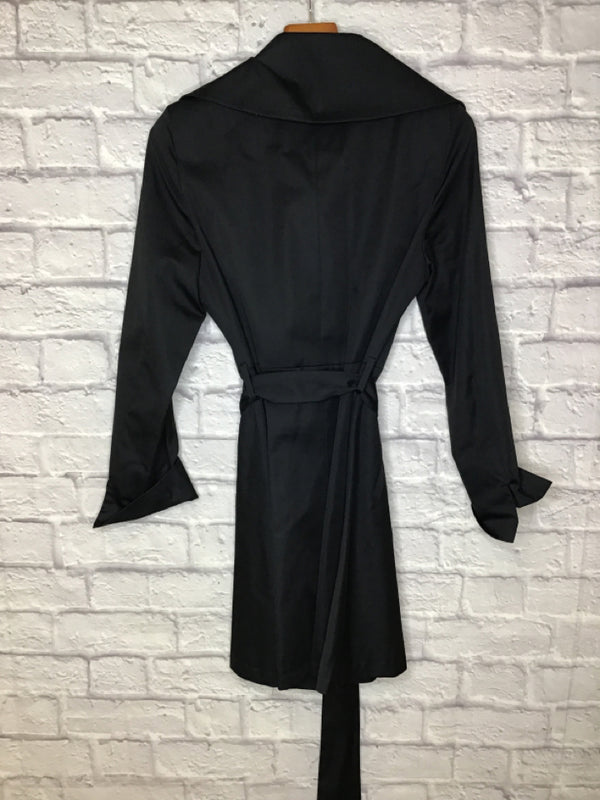 Elie Tahari Women's Size 12 Black Cotton/Poly Raincoat