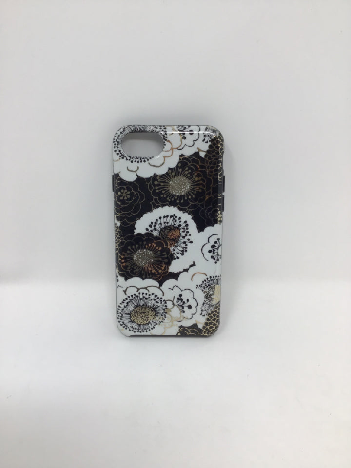 Kate Spade Black/Ivory Gold Floral Cell Phone Case
