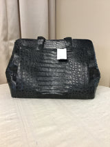 Nancy Gonzalez Gray/Blue Crocodile Animal Skin Handbag