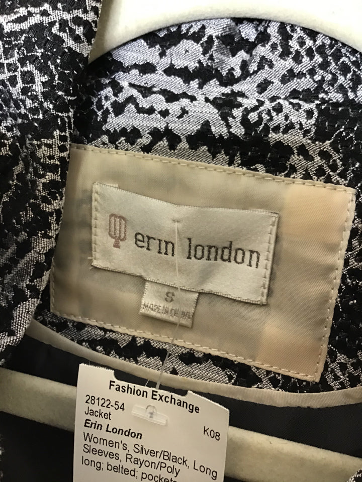 Erin London Women's Size Small Silver/Black Rayon/Poly Jacket