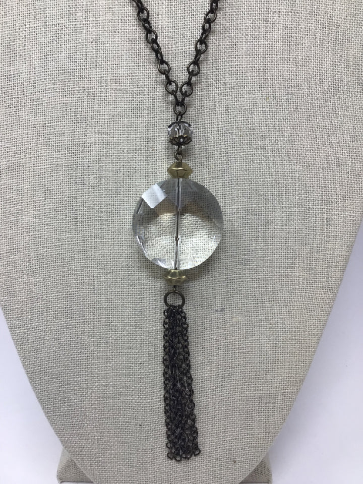 Gunmetal Clear Necklace
