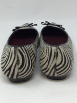 Ann Taylor Size 9.5 Black/Ivory Calf Hair Animal Print Flats